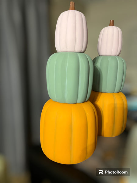 Hand painted plastic stackable pumpkins