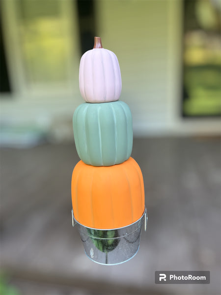 Hand painted plastic stackable pumpkins