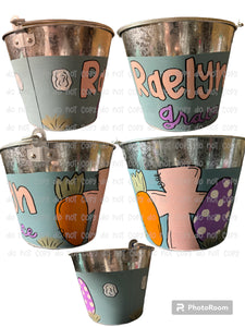 Carrot + cross + egg Hand painted Easter Bucket / Pail