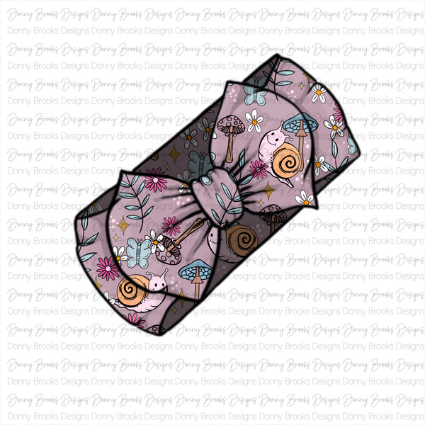 Retro snail + mushroom floral seamless digital download