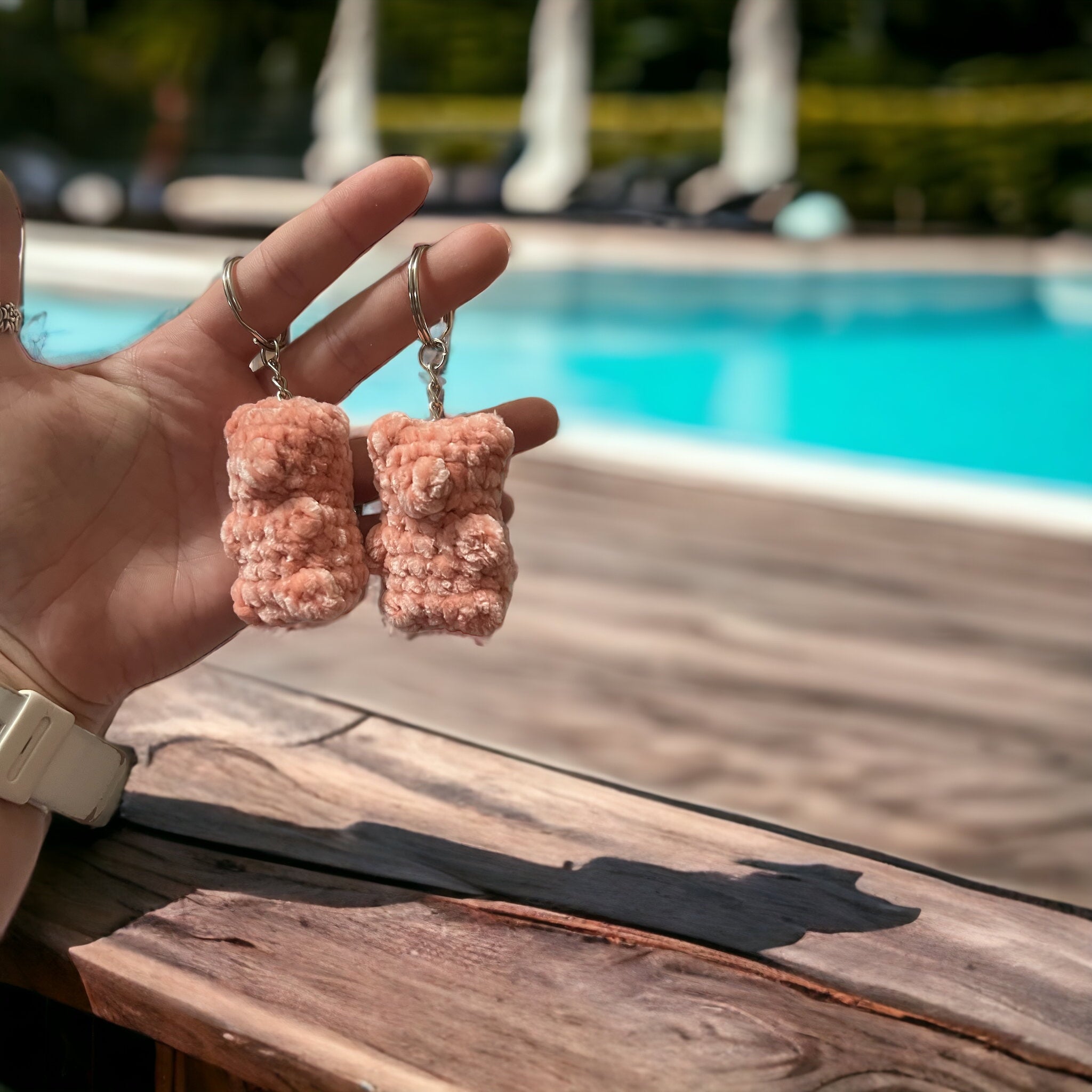 Pink Gummy Bear Keychain