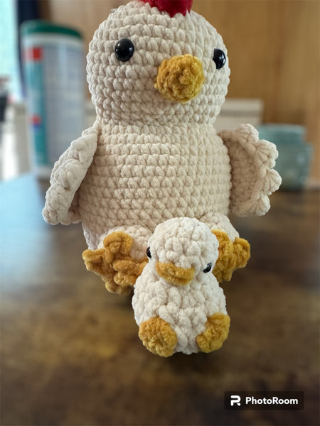 Mama Chicken / Hen + Chick + Egg Shell Plushie