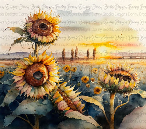 Sunflower Watercolor Tumbler Sublimation Transfer