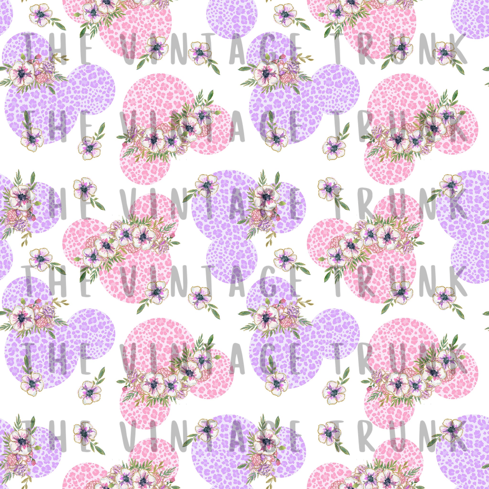 pink + purple cheetah; floral minnie mouse sublimation transfer