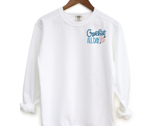 Crochet All Day Pocket Embroidered Crewneck