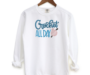 Crochet All Day Embroidered Crewneck