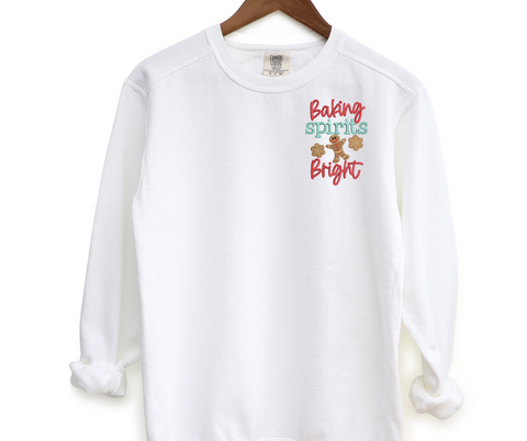 Baking Spirits Bright Pocket Embroidered Crewneck