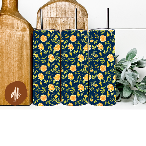 yellow floral tumbler sublimation transfer