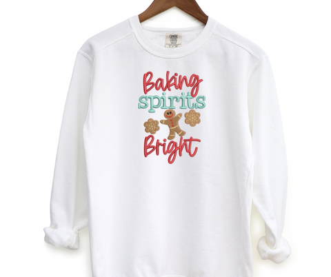 Baking Spirits Bright Embroidered Crewneck