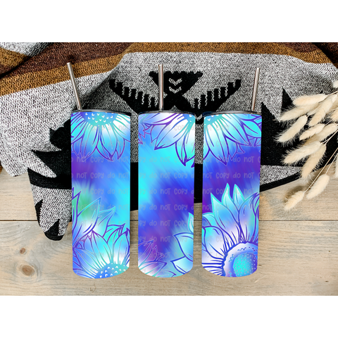 blue and purple floral | tumbler sublimation transfer
