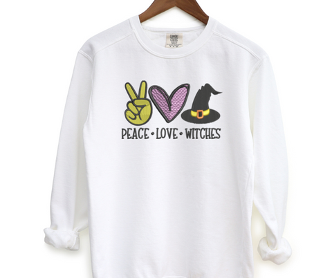 Peace Love Witches Embroidered Crewneck