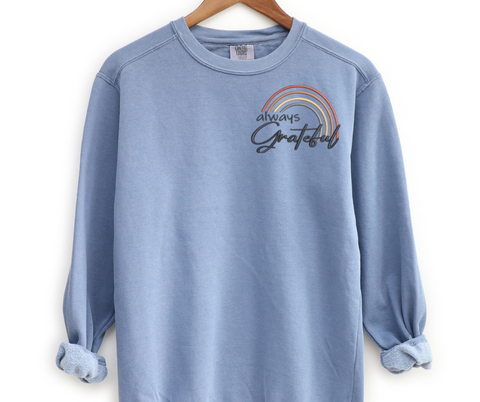 Always Grateful Pocket Embroidered Crewneck