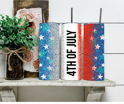 4th of July Glitter | tumbler sublimation transfer