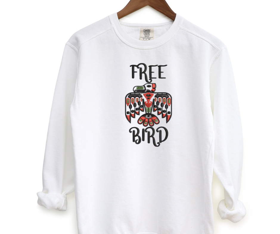 Free Bird Embroidered Crewneck