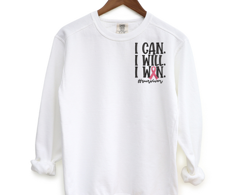 I Can I Will I Win Pocket Embroidered Crewneck