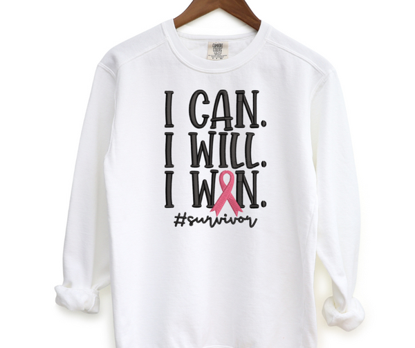 I Can I Will I Win Embroidered Crewneck