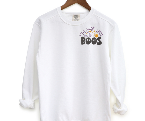 Im Just Here For The Boos Pocket Embroidered Crewneck