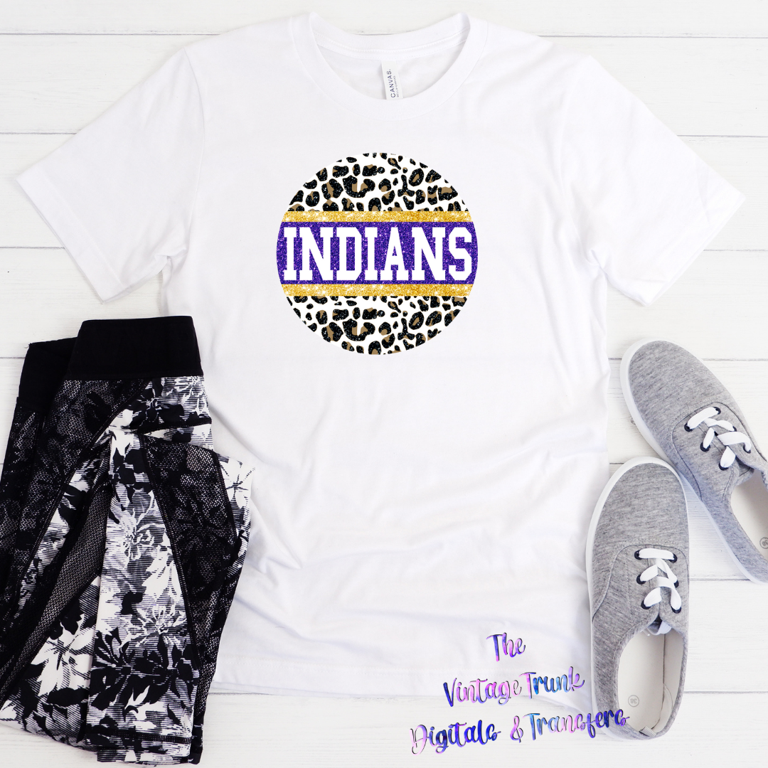 leopard glittery Indians tee