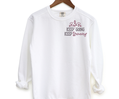 Keep Going Keep Growing Pocket Embroidered Crewneck