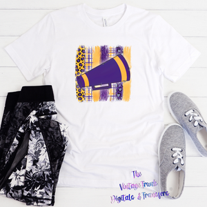 purple + gold cheer tee