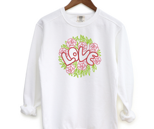 Love Floral Embroidered Crewneck