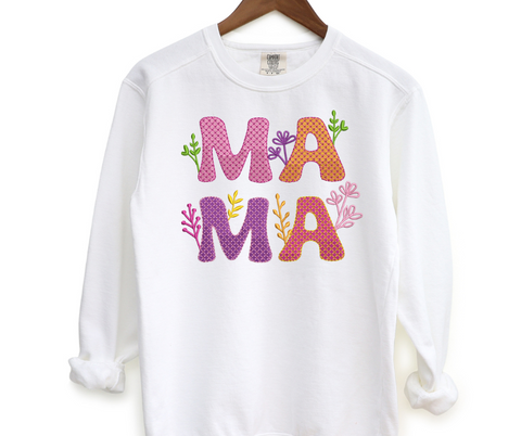 Mama Floral Embroidered Crewneck