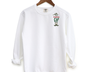 Mama Elf Pocket Embroidered Crewneck