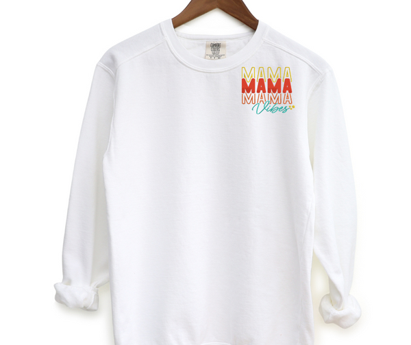 Mama Vibes Pocket Embroidered Crewneck