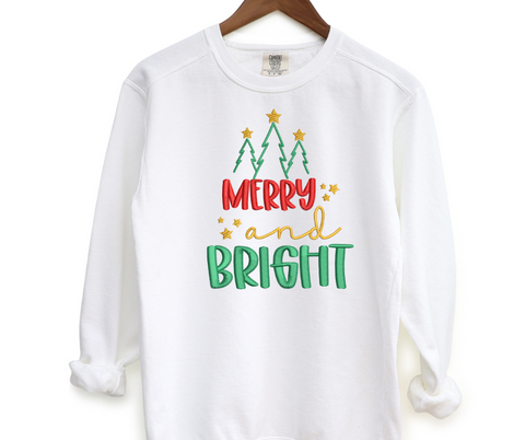 Merry and Bright Embroidered Crewneck