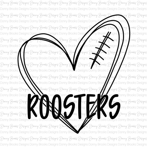 Roosters football heart digital download