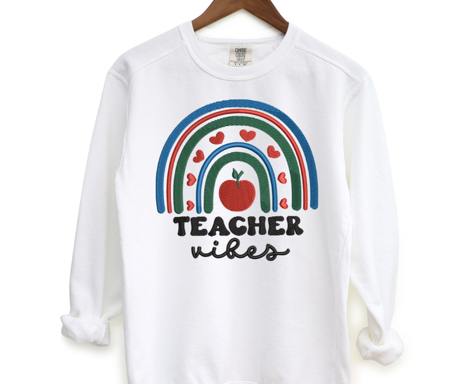 Teacher Vibes Embroidered Crewneck