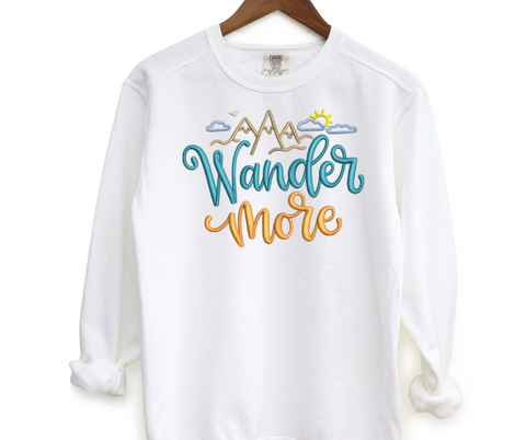 Wander More Embroidered Crewneck