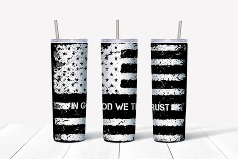 american flag distressed in God we trust | tumbler sublimation transfer