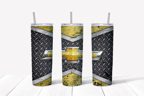 chevy metal grunge tumbler sublimation transfer