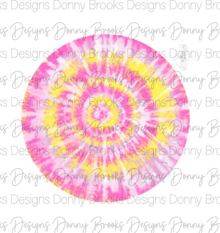 pink & yellow tie dye car coaster sublimation transfer #1353