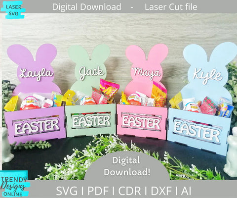 easter bunny wooden crate cutout