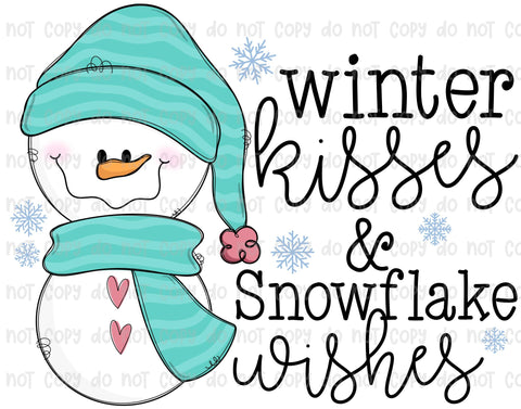winter kisses & snowflake wishes sublimation transfer