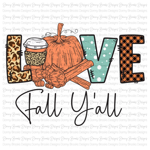 Love Fall Y'all sublimation transfer