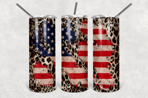 american flag leopard | tumbler sublimation transfer