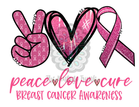 peace love cure | breast cancer awareness | sublimation transfer