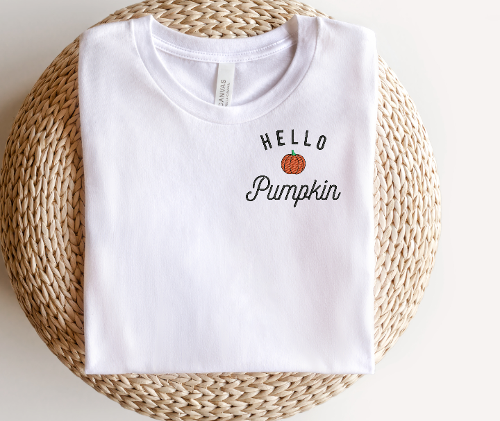 Hello pumpkin embroidered tee