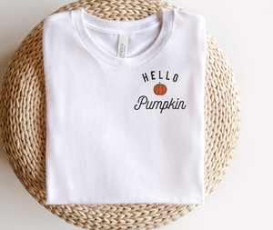 Hello pumpkin embroidered tee