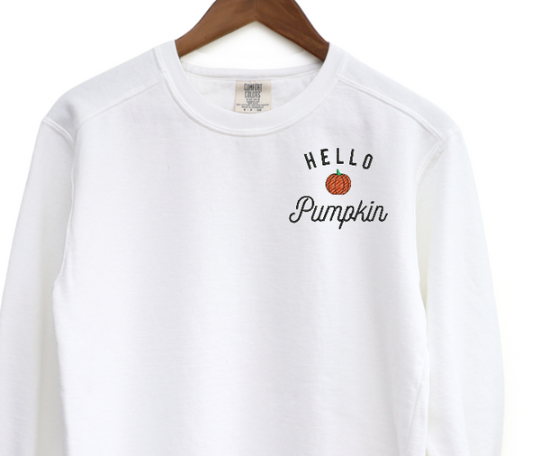 Hello Pumpkin Embroidered Crewneck