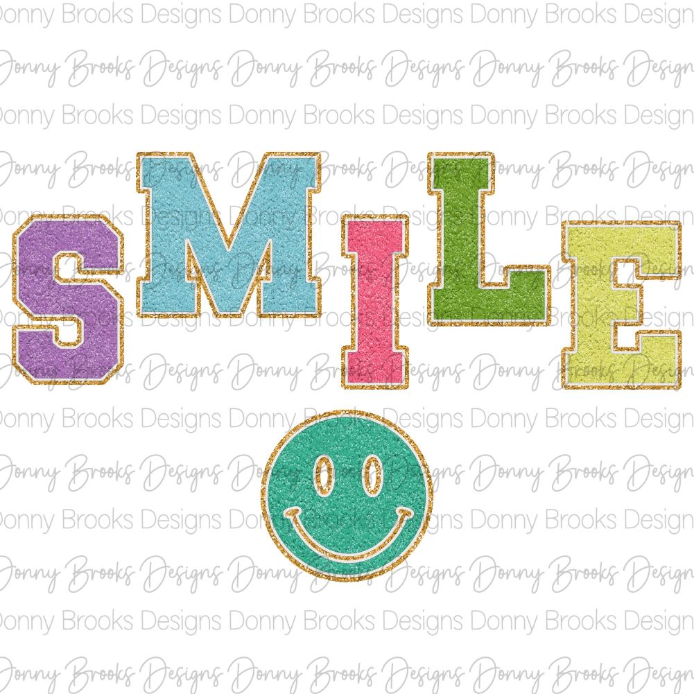 smile faux chenille sublimation transfer