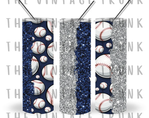 baseball glitter | tumbler sublimation transfer