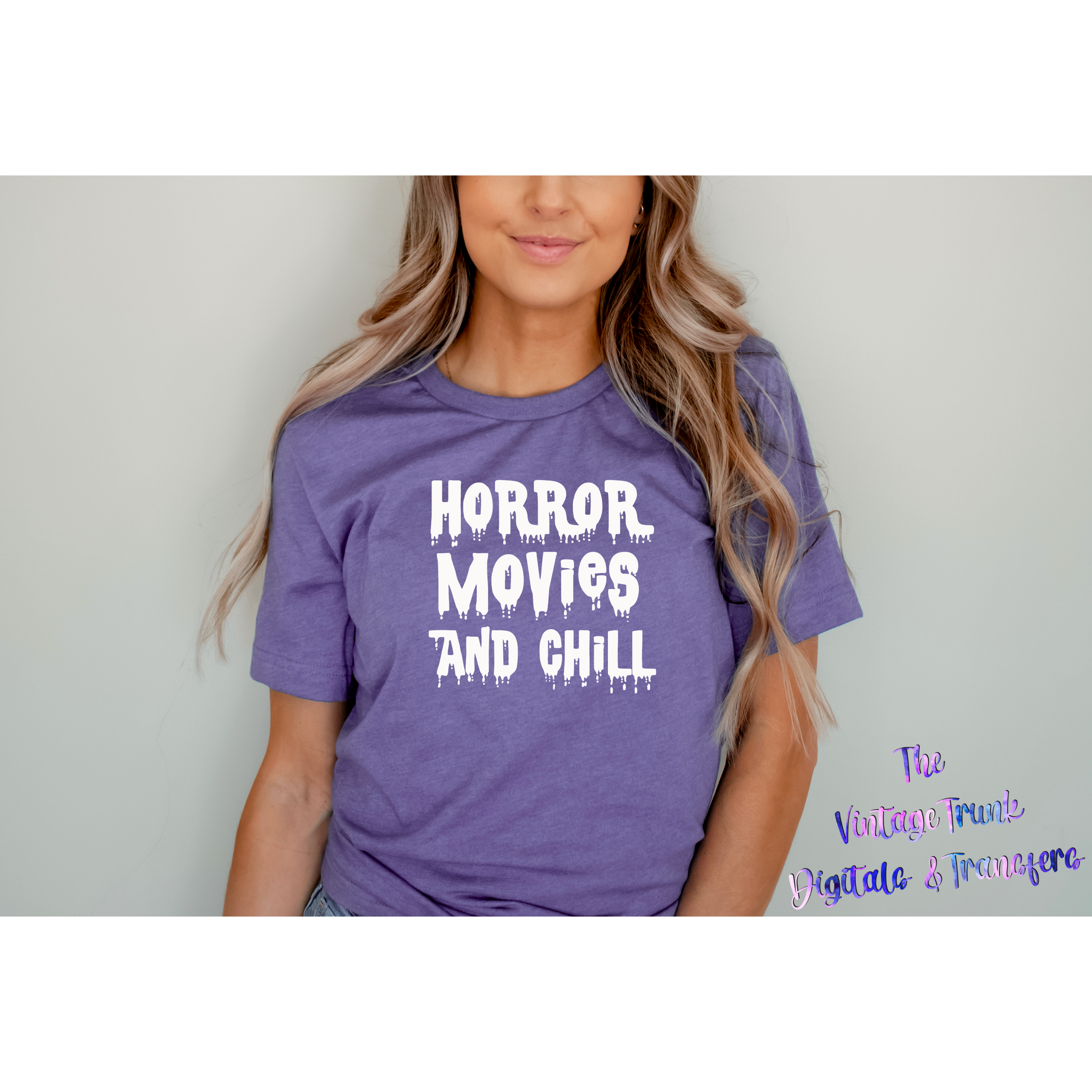 horror movies and chill screen print transfer -D48