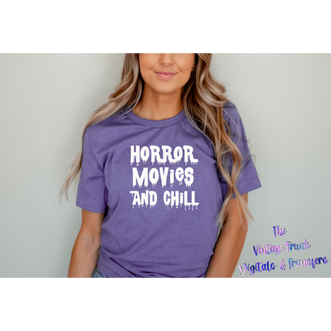 horror movies and chill screen print transfer -D48