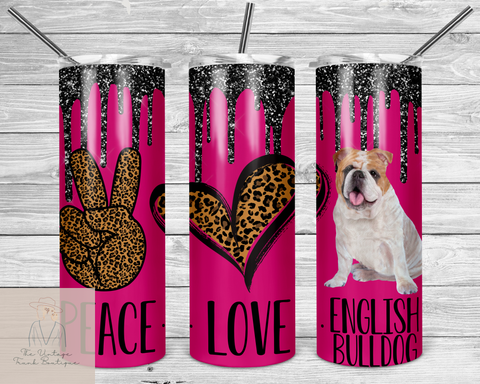 peace love english bulldog | tumbler sublimation transfers