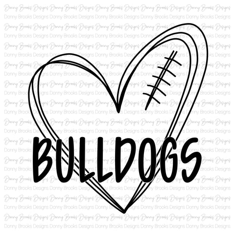 Bulldogs football heart digital download