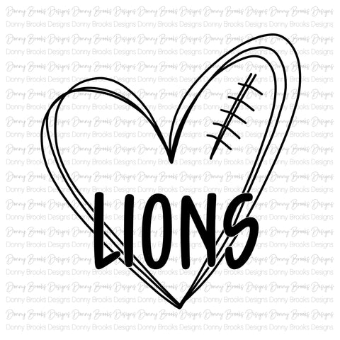 Lions football heart digital download